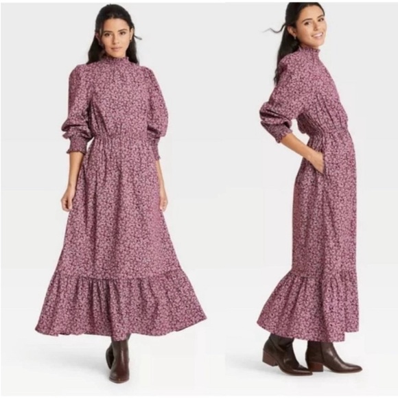 Universal Thread Dresses & Skirts - New Universal Thread Womans Balloon Long Sleeve Maxi Dress Purple Ruffle Sz XS